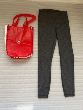Lululemon Charcoal Leggings Includes Authentic Lululemon Red Reusable Bag